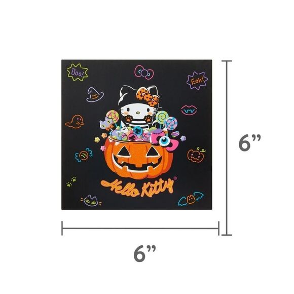 Sanrio Halloween Hello Kitty in Jack O Lantern w/ Candy, Wooden Sign Plaque NWT - Picture 3 of 10